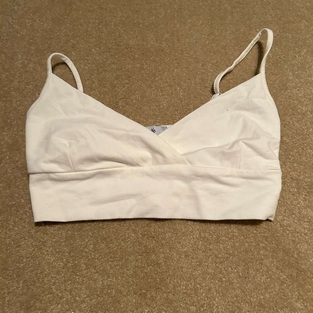 Adika Cross Front Cropped Tank Top in White